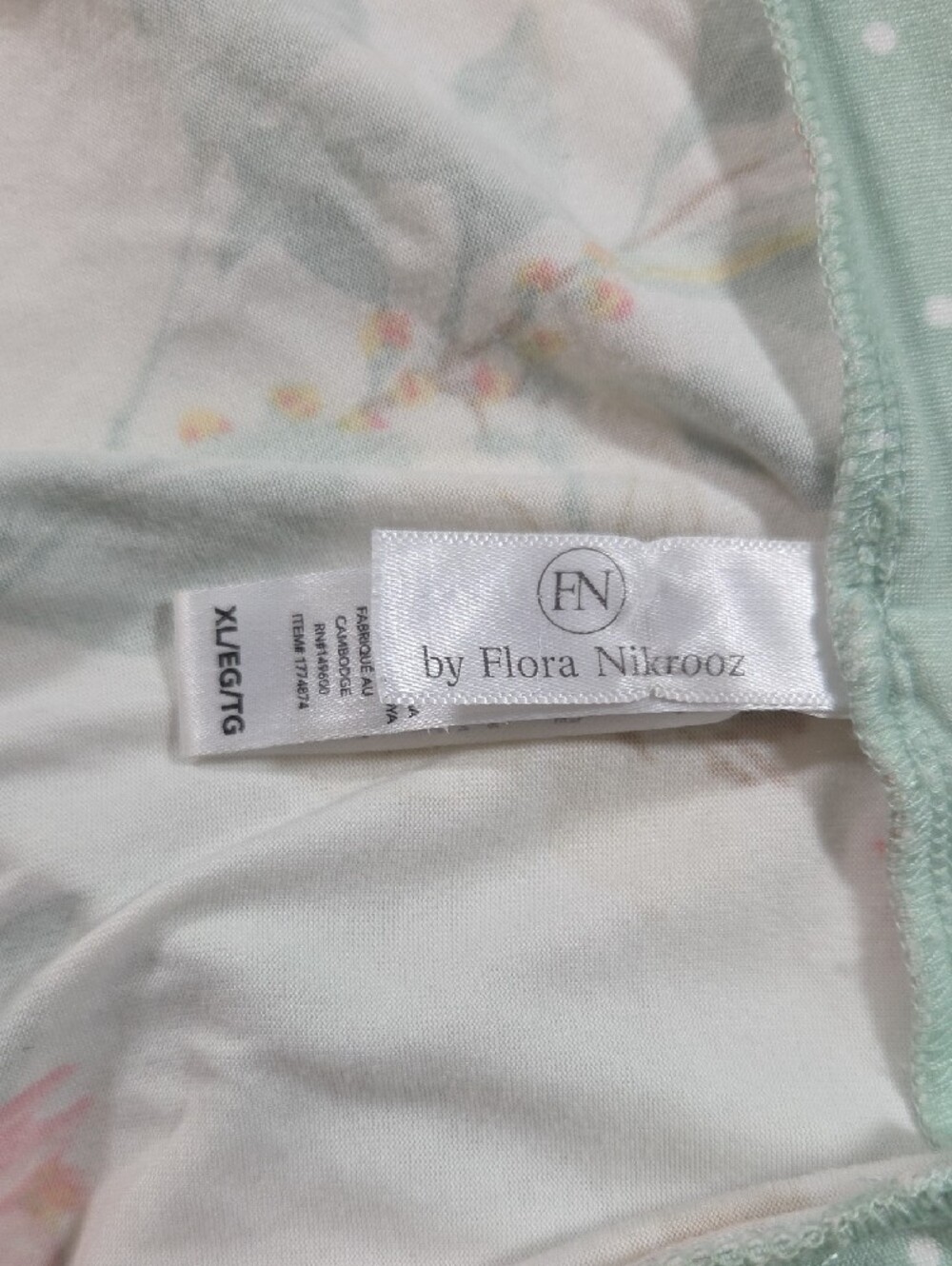 Flora Nikrooz Mint and Coral Floral Satin-Trim Robe Intimates - Picture 6 of 11